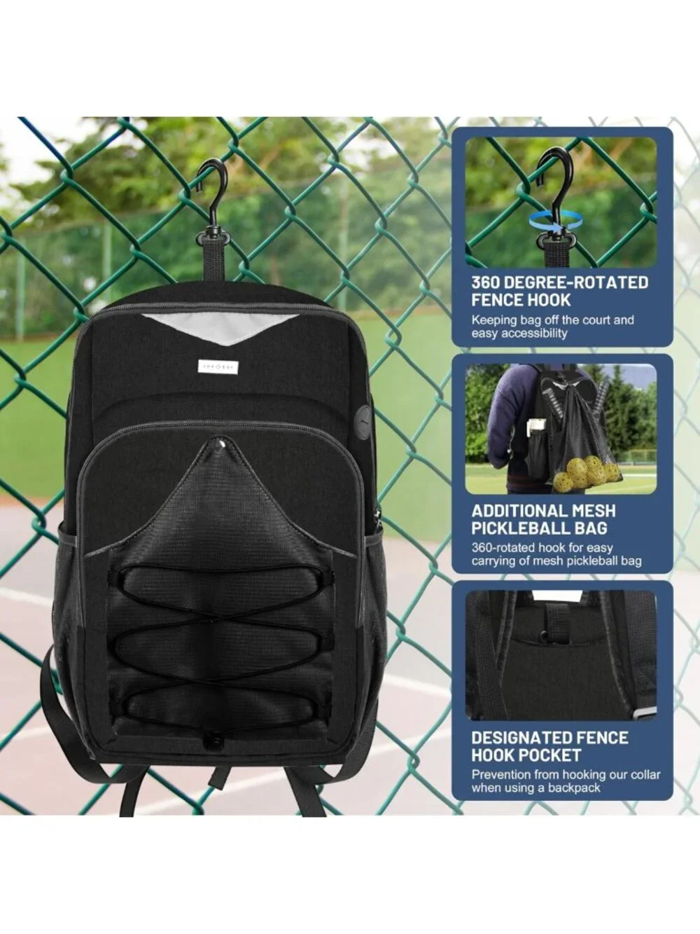 Versatile Pickleball Backpack - Large Capacity Sling Bag with Ventilated Racket